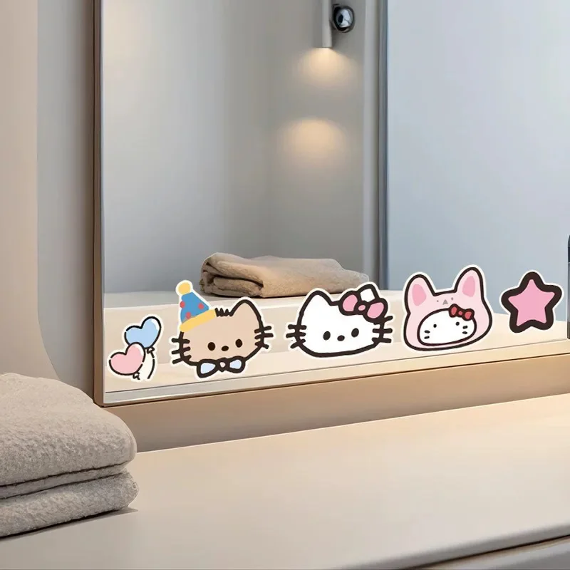 

Sanrio Hello Kitty декоративная наклейка для ванной комнаты, креативная наклейка на кухонное зеркало, милая винтажная стеклянная водонепроницаемая наклейка
