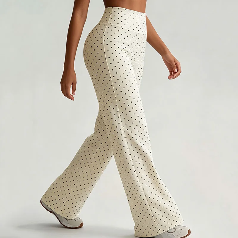 2026 New Dot Printed Sport Trousers Female Naked Feel Pilates Running Motion Straight-Leg Yoga Pants High Waist Soft Leggings