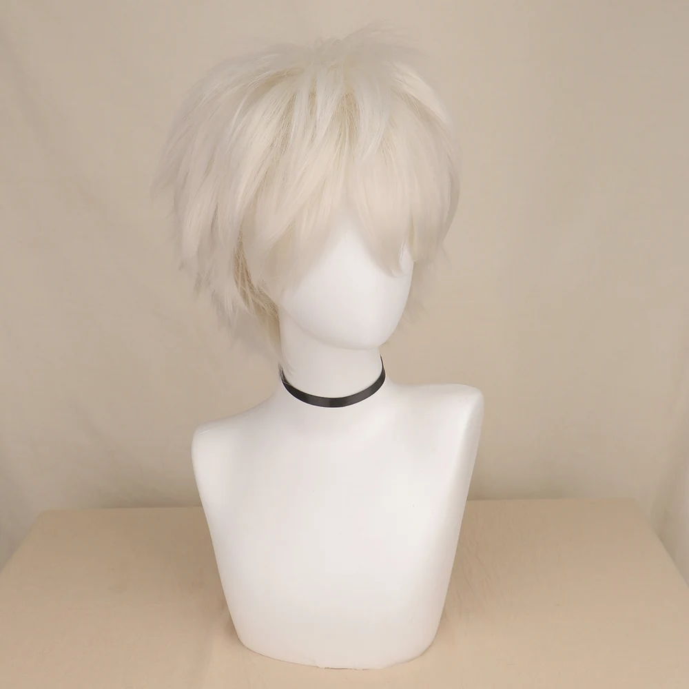 Anime Hells Paradise Jigokuraku Gabimaru Cosplay wig silver white 30cm Short Men Heat Resistant Wigs