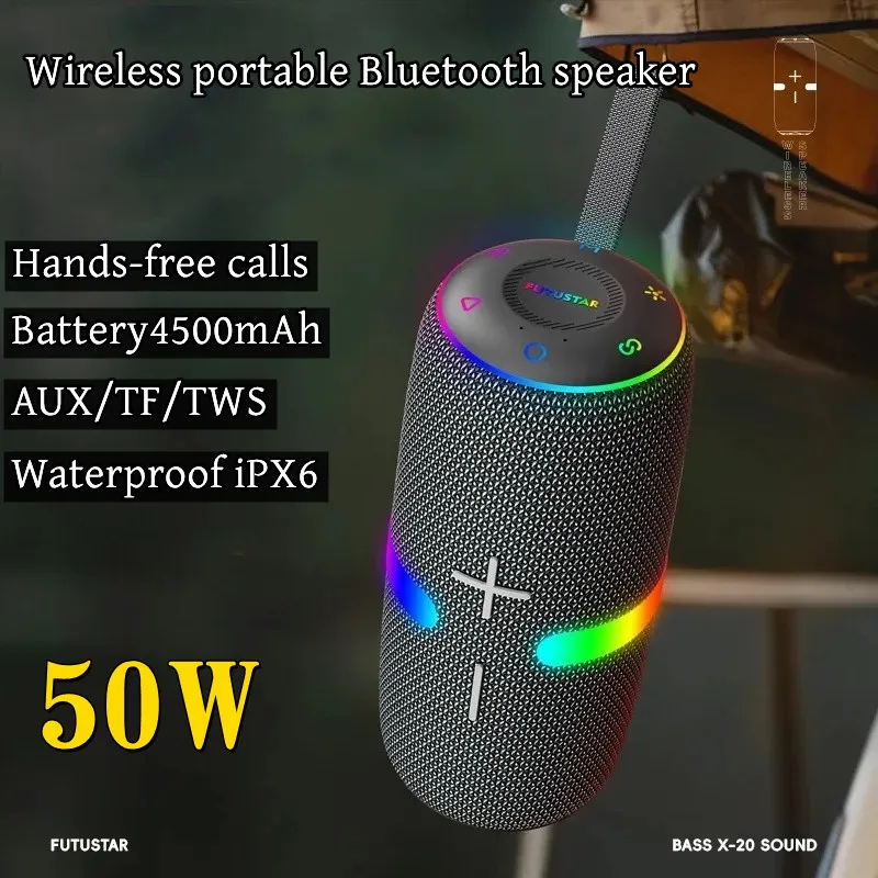 

X20 50W High-power Boombox Speaker Portable Bluetooth Subwoofer MP3 Player Powerful Pillar Speaker Audio Center Supports TWS/TF