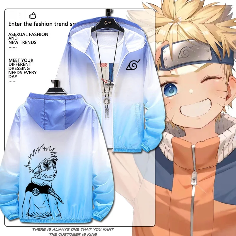 

Anime ort Sve T-irt ex Summer adient Sun Protection Jaet Youth Faion Stand Fit Dry Fast Zipper Clo...