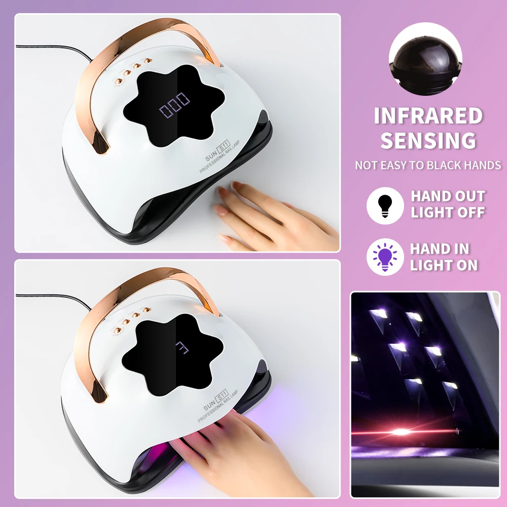 Lampa UV SUN S11, suszarka do paznokci z wyświetlaczem LCD, czujnikiem automatycznym i 4 timerami, profesjonalna lampa do utwardzania żelu z 42 koralikami LED do salonu