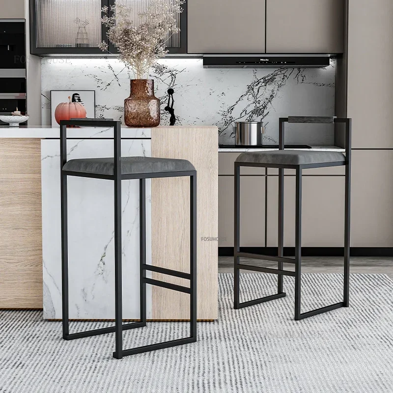 Nordic Bar Stool Chair Kitchen Island Modern High Feet Bar Chair Home Furniture Backrest Restaurant Bar Chairs B