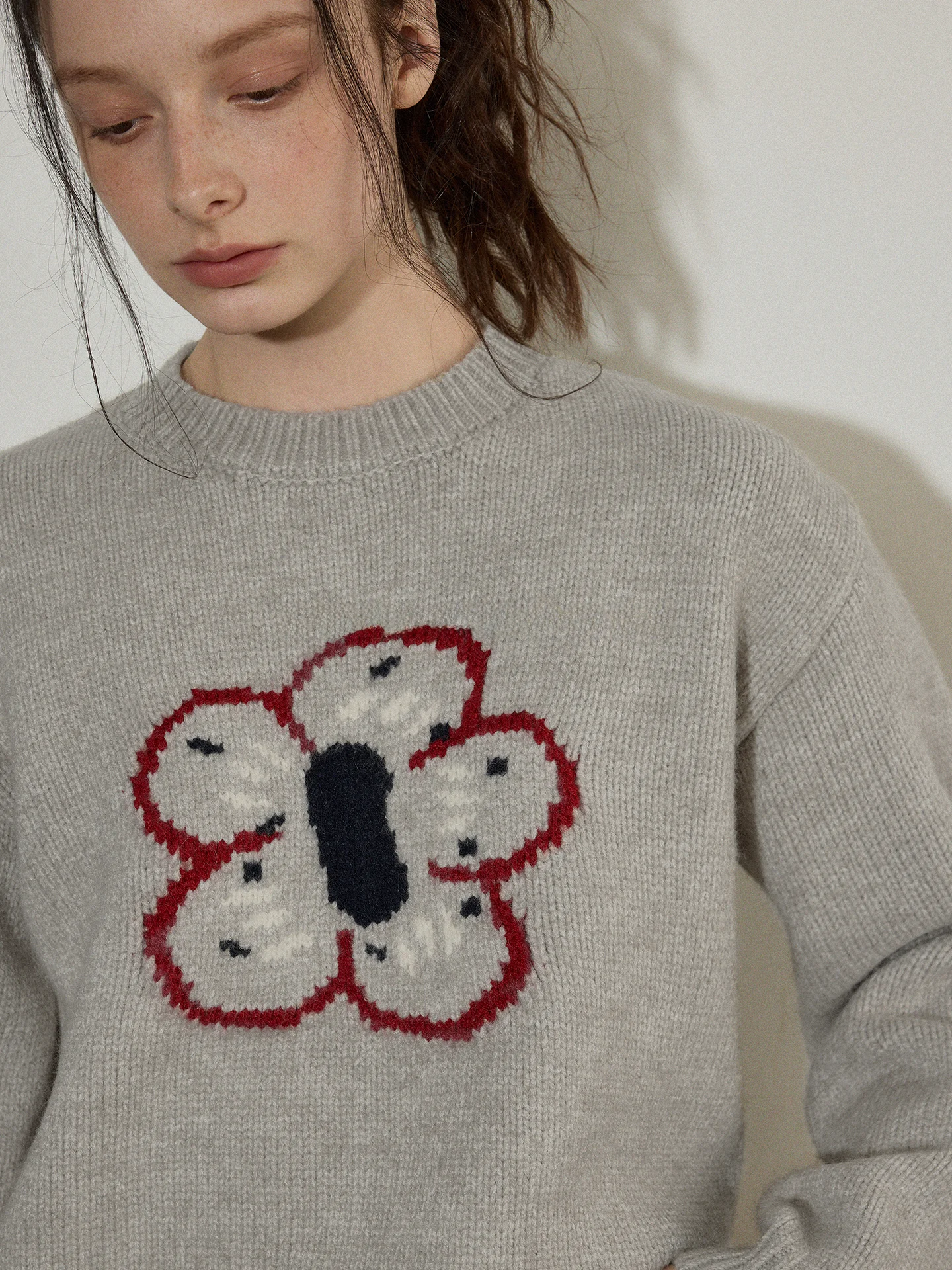 

Женский вязаный свитер Lofi Choose свободного кроя с круглым вырезом, с вышивкой в виде цветов, новинка весенней коллекции, комфортный, мягкий, из шерсти