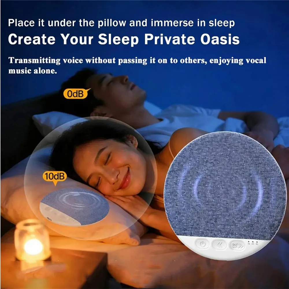 Mini Wireless Bluetooth Speaker Under Pillow Sleep Sound Machine White Noise Dynamic Audio Rechargeable Portable for Travel