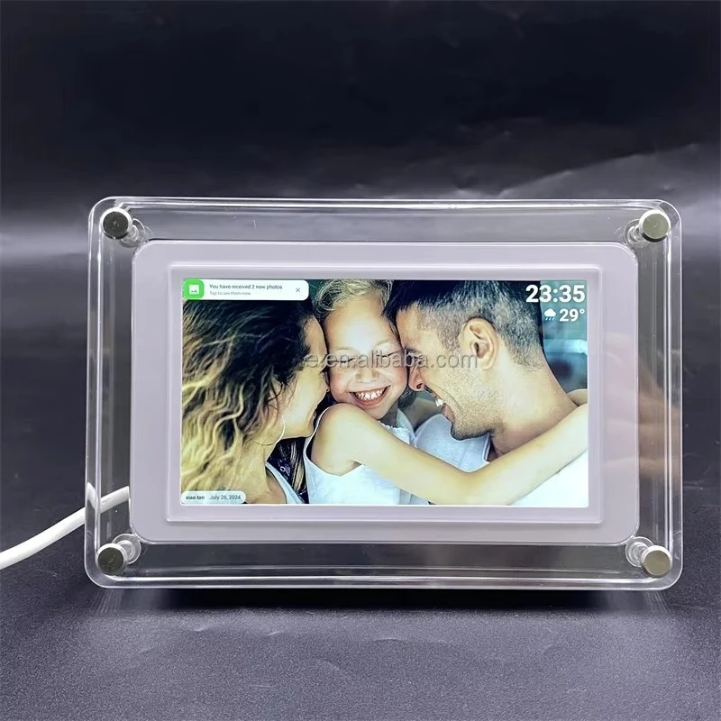 5-Inch Acrylic Digital Frame Touchscreen 32GB Storage 1280x800 IPS LCD WiFi Clock Frameo APP Remote Control Video Playback