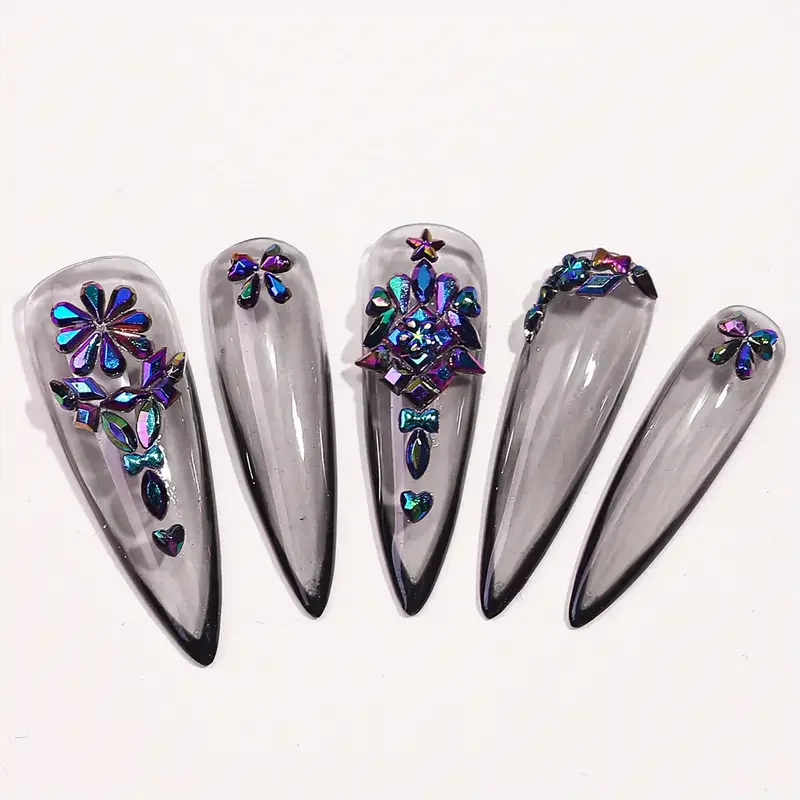 Multi Shapes 3D Flat Bottom Nail Rhinestones Colorful Nail Gems Glass AB Crystal Kit Nail Charms For DIY Manicure Craft Decora