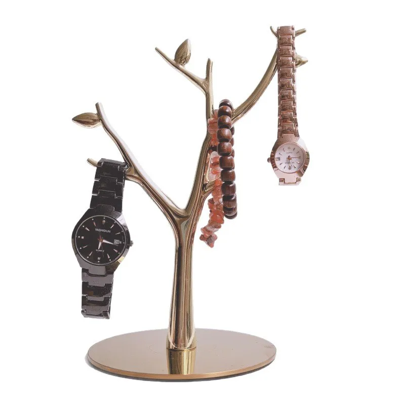 

New gold branch jewelry display rack, small jewelry storage rack with gold base, entrance key storage rack