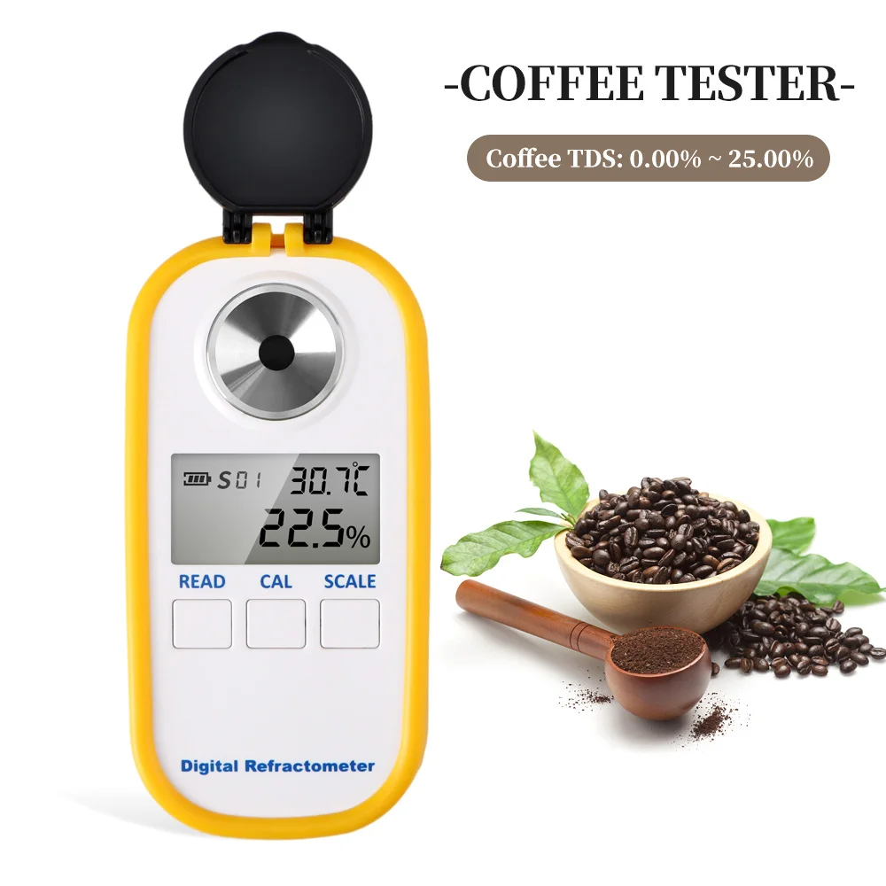 Auto Refratômetro para Café Hidrômetro Brix Medidor de Concentração Tds Detector Tester Medidor de Açúcar de Medida Digital 2-in1