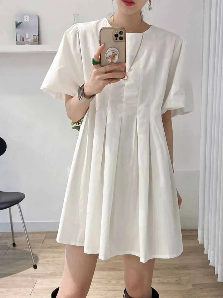 Rok A-Line Bulat Sve Dr Wanita Baru Musim Panas Rok A-Line Berlipat Dr Korea Sle Pinggang Tinggi Or Sve Dr