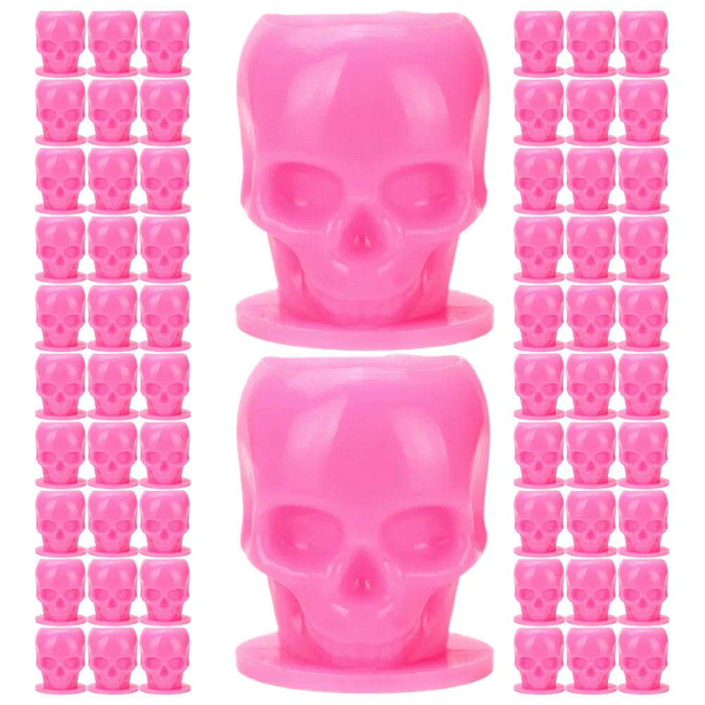 

200 Pcs Color Cup Ink Caps Holder Silicone Cups Plastic Tattoo Pink Skull for Tattooing