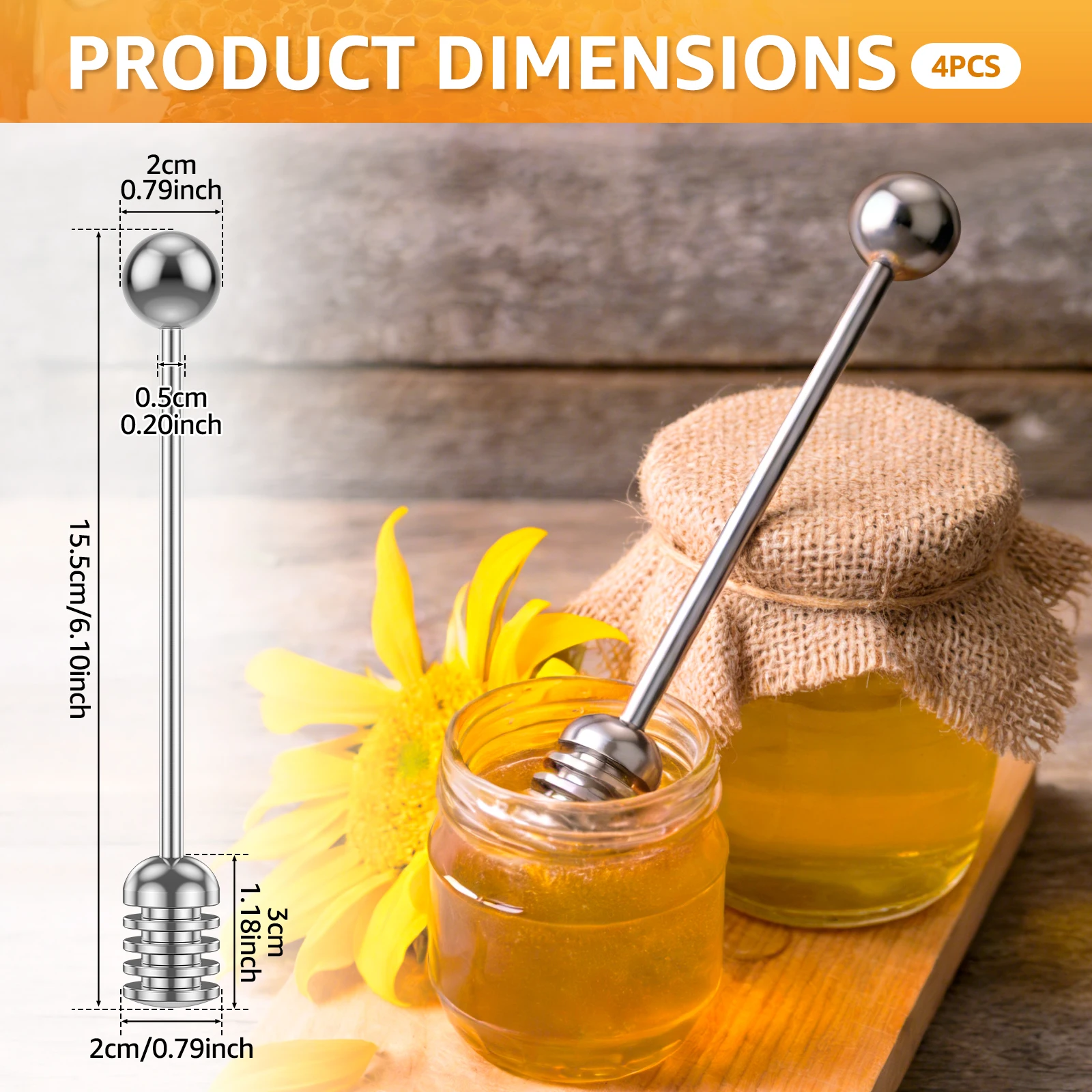 4 Pcs Honey Dipper Set 6.1