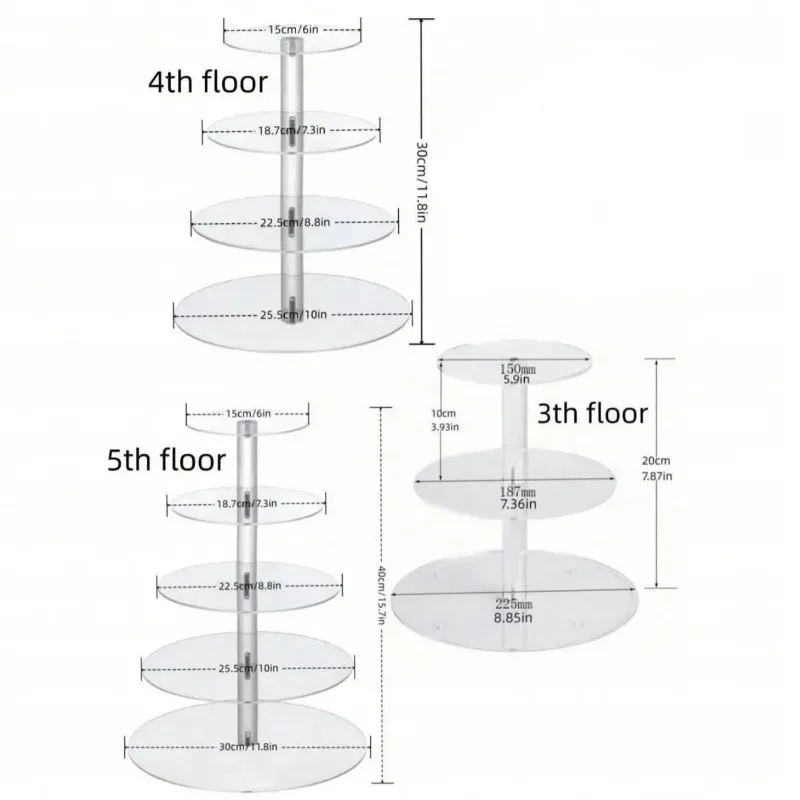 Clear Acrylic 3-5 Tier Cupcake Holder Large Capacity Dessert Display Stand Wedding Birthday Party