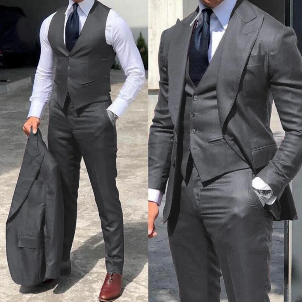 

3-piece men's suit lapel groom's formal coat vest pants party dance formal wedding groom's formal dress