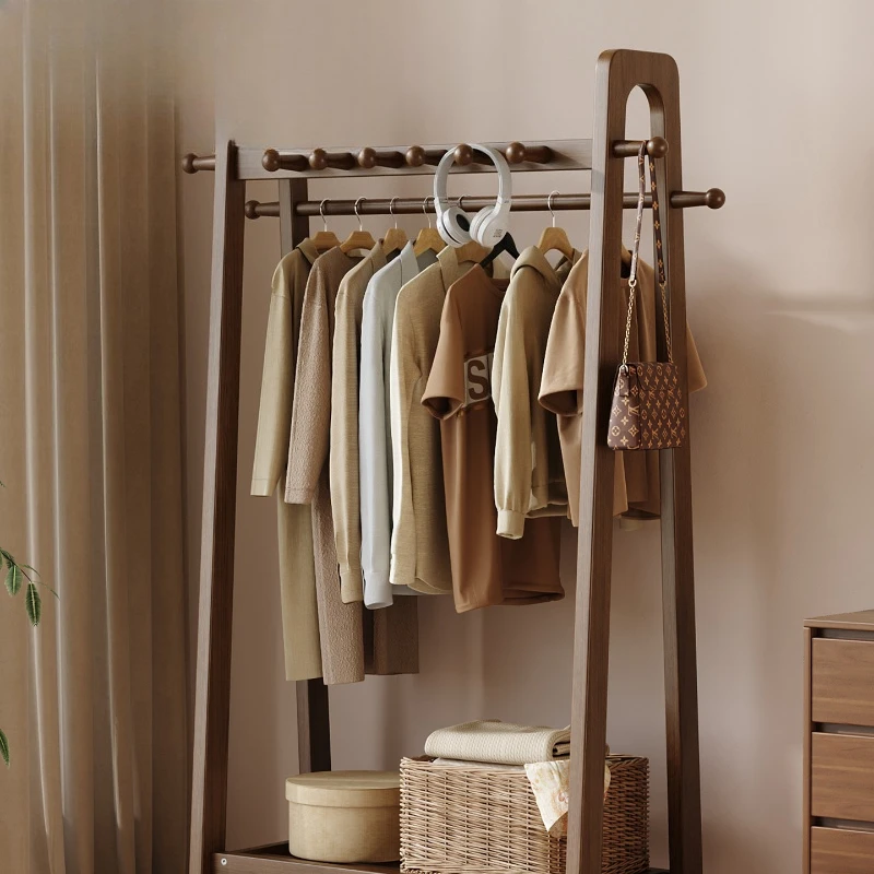 

Вешалка из цельного дерева, напольная вешалка для одежды, вешалка для домашней спальни, подвесная вешалка для хранения одежды