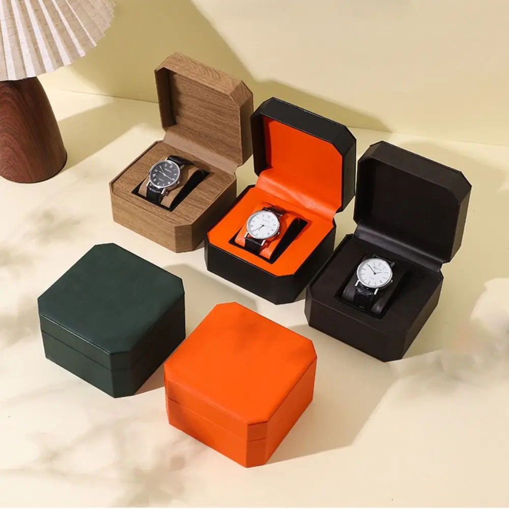 

PU Leather Single Watch Storage Box with Pillow Protective Wristwatch Display Case Shockproof Travel Jewelry Organizer