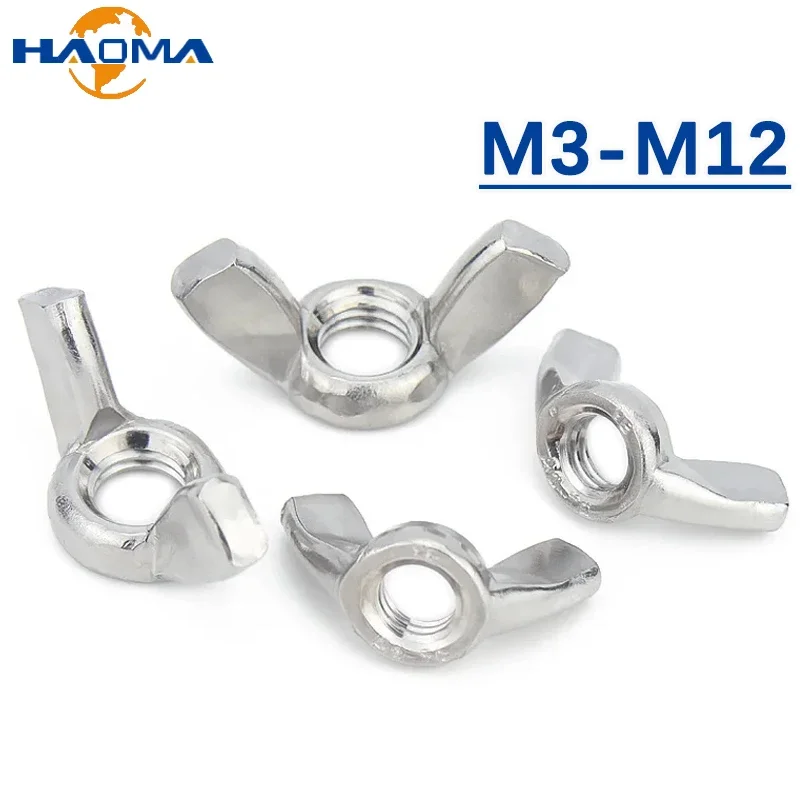 304 stainless steel Butterfly Wing Nuts M3 M4 M5 M6 M8 M10 M12 Wing Nuts Hand Tighten DIN315