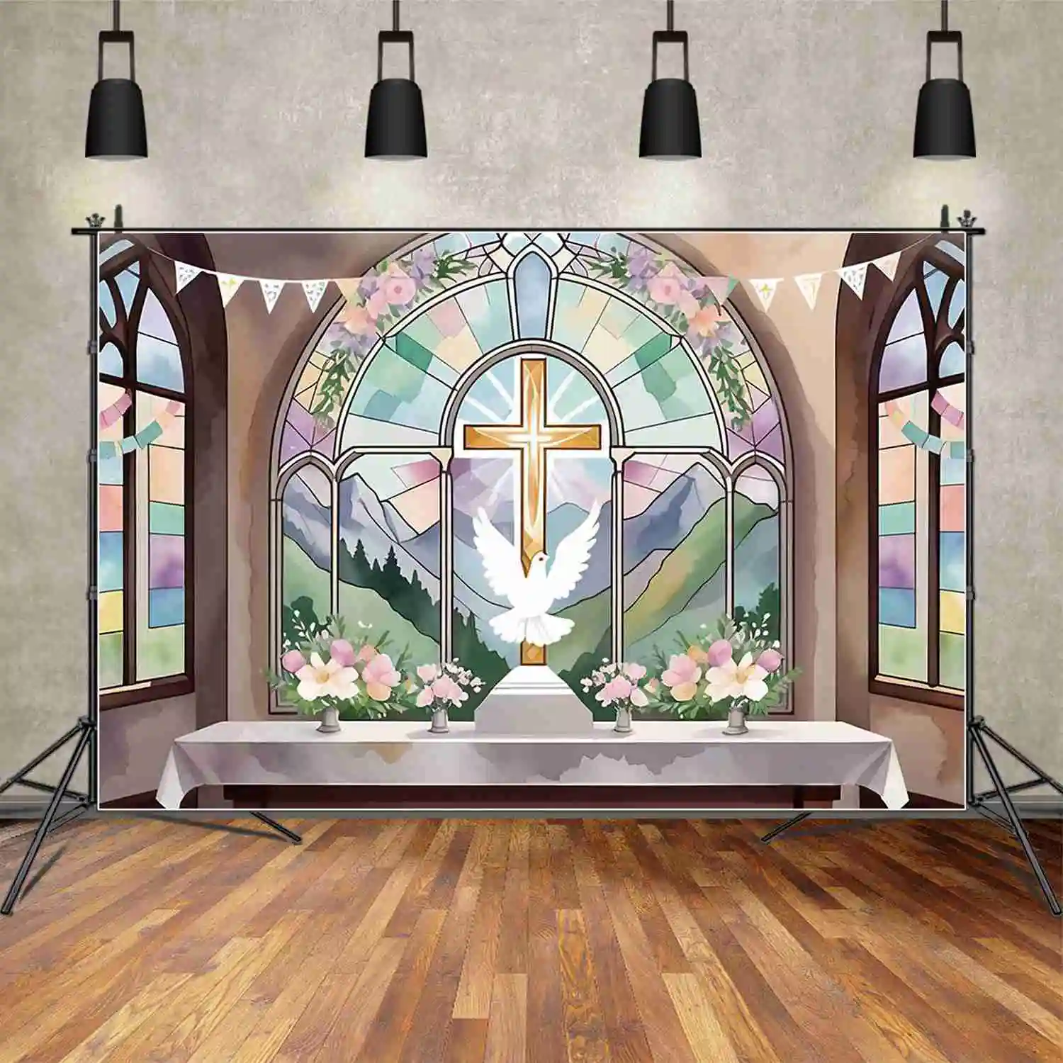 MOON.QG My Baptism Baby Background Church Dessert Cross Backdrop Custom Party Decoration Photozone Accessories