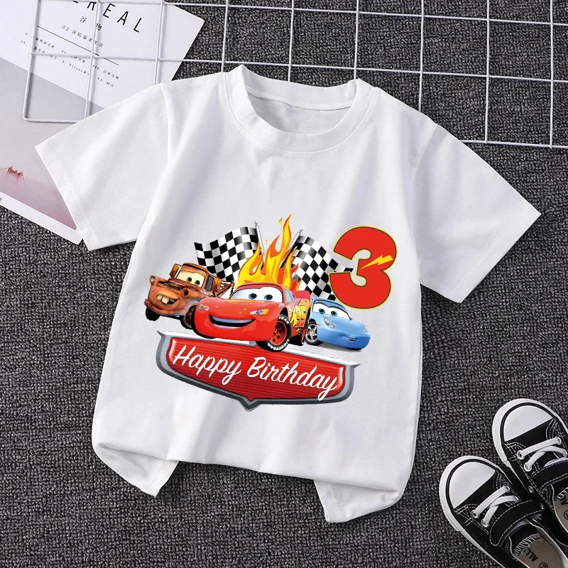 البرق ماكوين تي شيرت لصبي الاطفال ملابس عيد ميلاد عدد 1-9 طباعة سيارات تيز ملابس الأطفال ملابس الحفلات ملابس علوية من القطن هدية #1