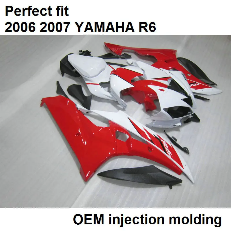 High Quality Injection Mould Fairing Kit For YAMAHA YZF R6 06 07 White Red Black Motorcycle Fairings Set R6 2006 2007 HZ28