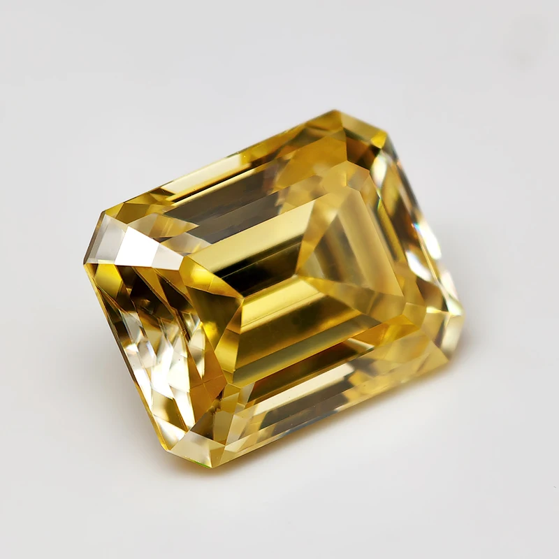

Moissanite Stone Vivi Yellow Color Emerald Cut Gem Lab Grown Diamond Charms DIY Ring Necklace Earrings Materials with GRA Report