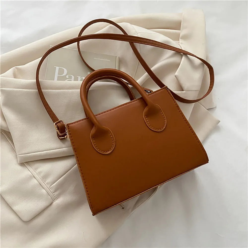 Spring New Trendy Solid Color Women\'s Handbag Commuter Large Capacity Small Square Bag For Work Simple Female Crossbody Bags