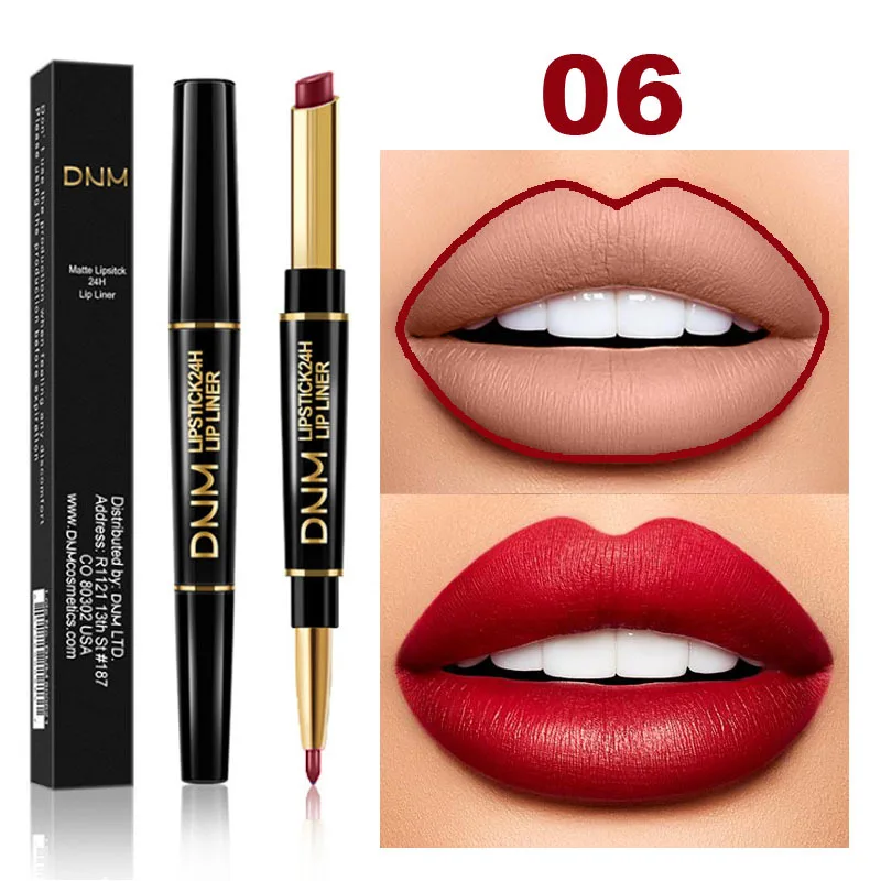 Double Ended Matte Lipstick Long Lasting Wateproof 2 In 1 Lipliner Nude Lipsticks Lip Makeup Dark Red Lip Liner Pencil For Women