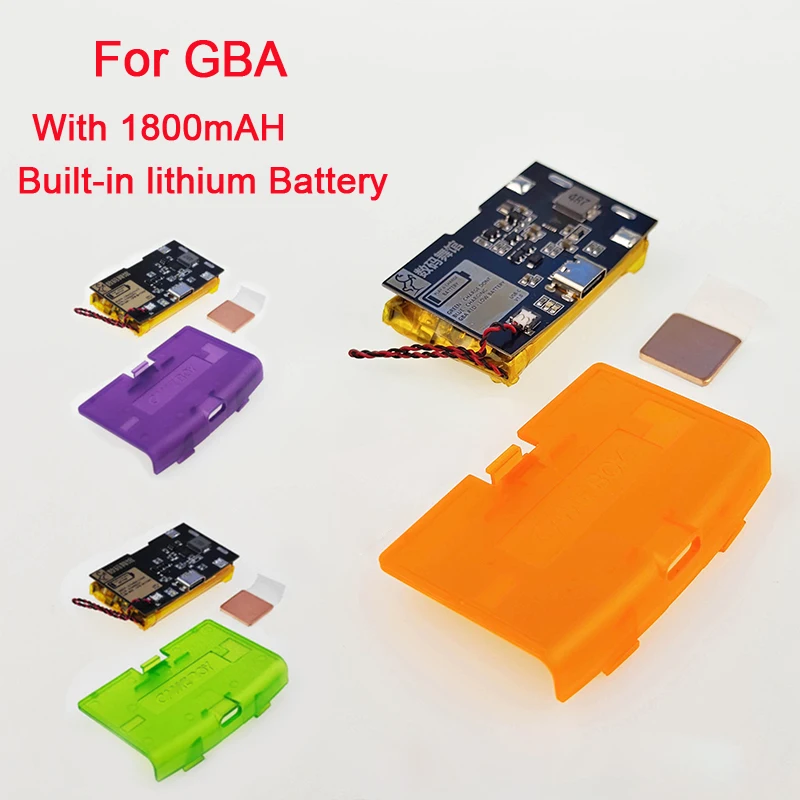1800mAH Li-ion Rechargeable Battery Module USB-C For Game Boy Advance For GBA Highlight with Type-C Charging Port Battery Cover