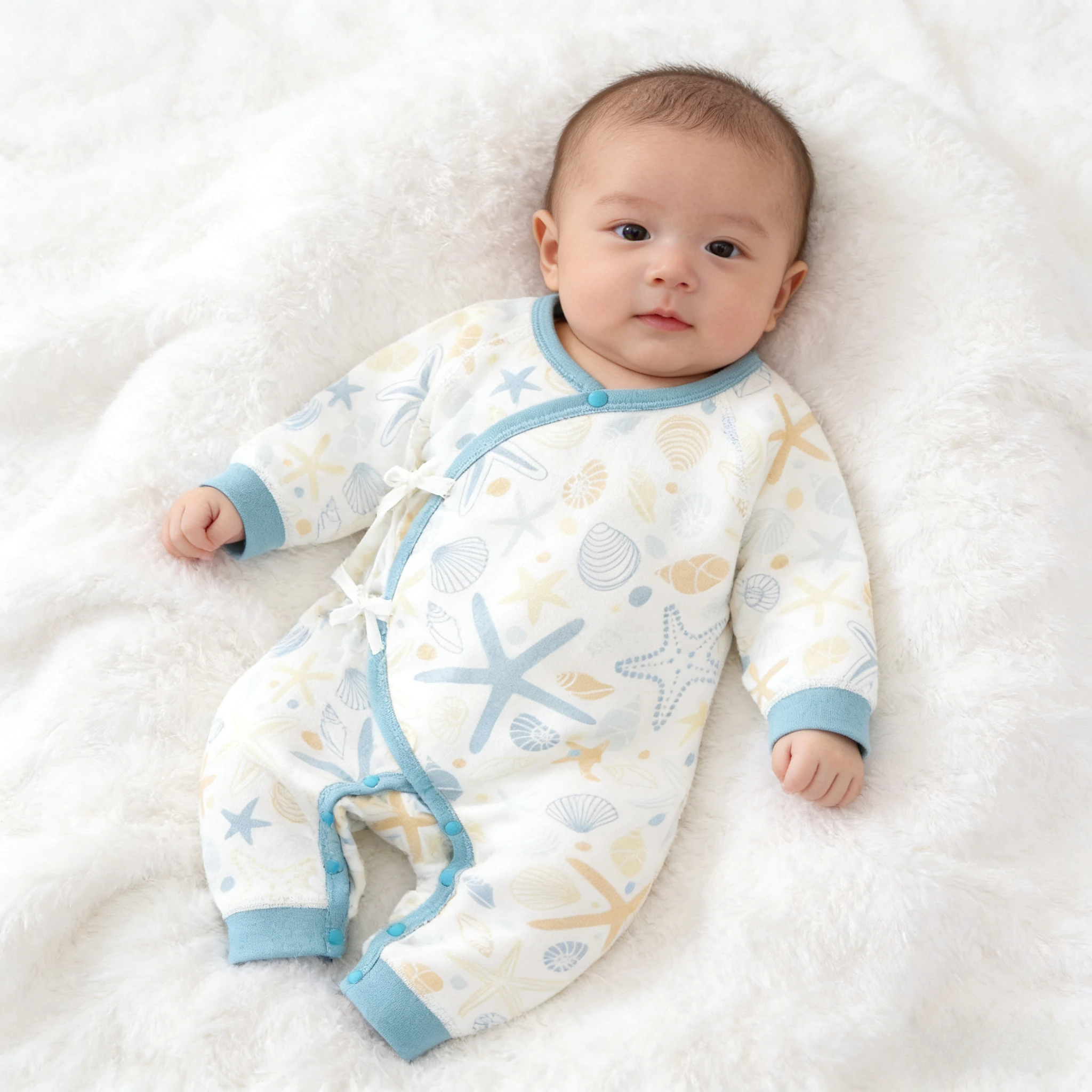 Somenie Newborn Baby Long-Sleeved Romper for All-Season Pure Cotton Cloth Boys Girls Cute Printed Round-Neck Onesie Trend