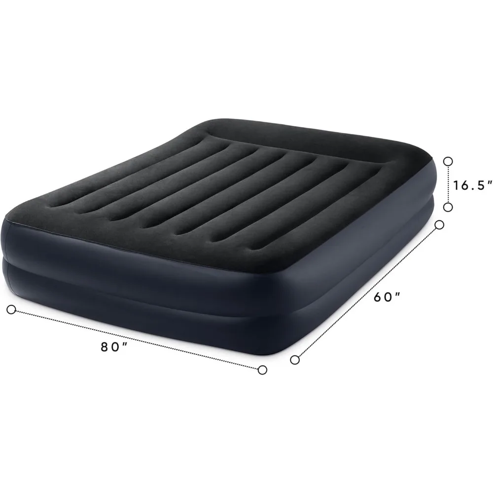 64123ED Dura-Beam Plus Pillow Rest Air Mattress: Fiber TechQueen Size Built-in Electric Pump 16.5in Bed Height 60