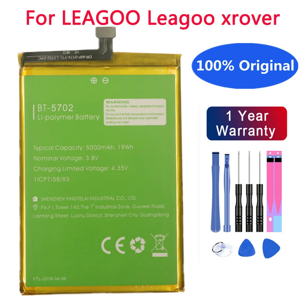 

100% Original LEAGOO Battery BT 5702 3.8v 5000mah Battery For LEAGOO Leagoo xrover BT-5702 Mobile Phone Batteries