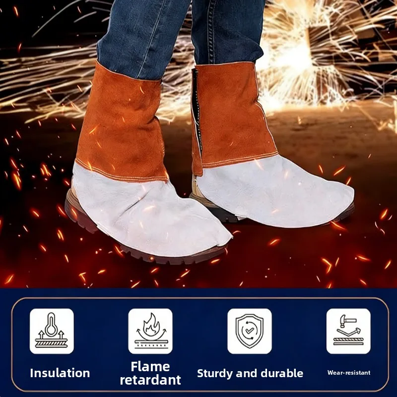 

Защитный чехол для ног из воловьей кожи для электросварки, термоизоляционная защита для сварщика, защита обуви от брызг, огнеупорная защита от брызг жидкостей