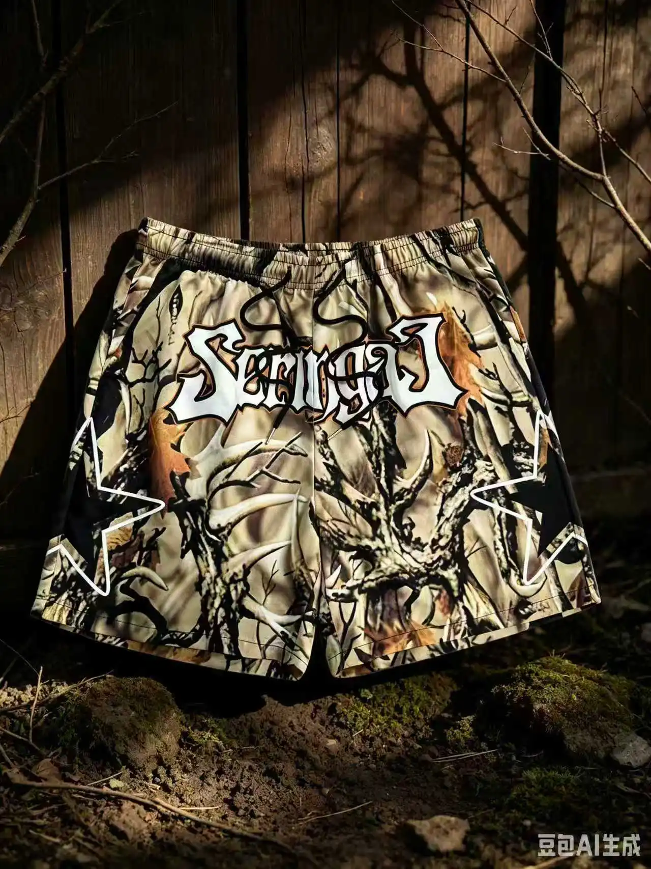 New 2026 Deer Antler Tree Branch Camo Beach Shorts Men's Quick Drying Shorts Are Suitable for Daily Y2K