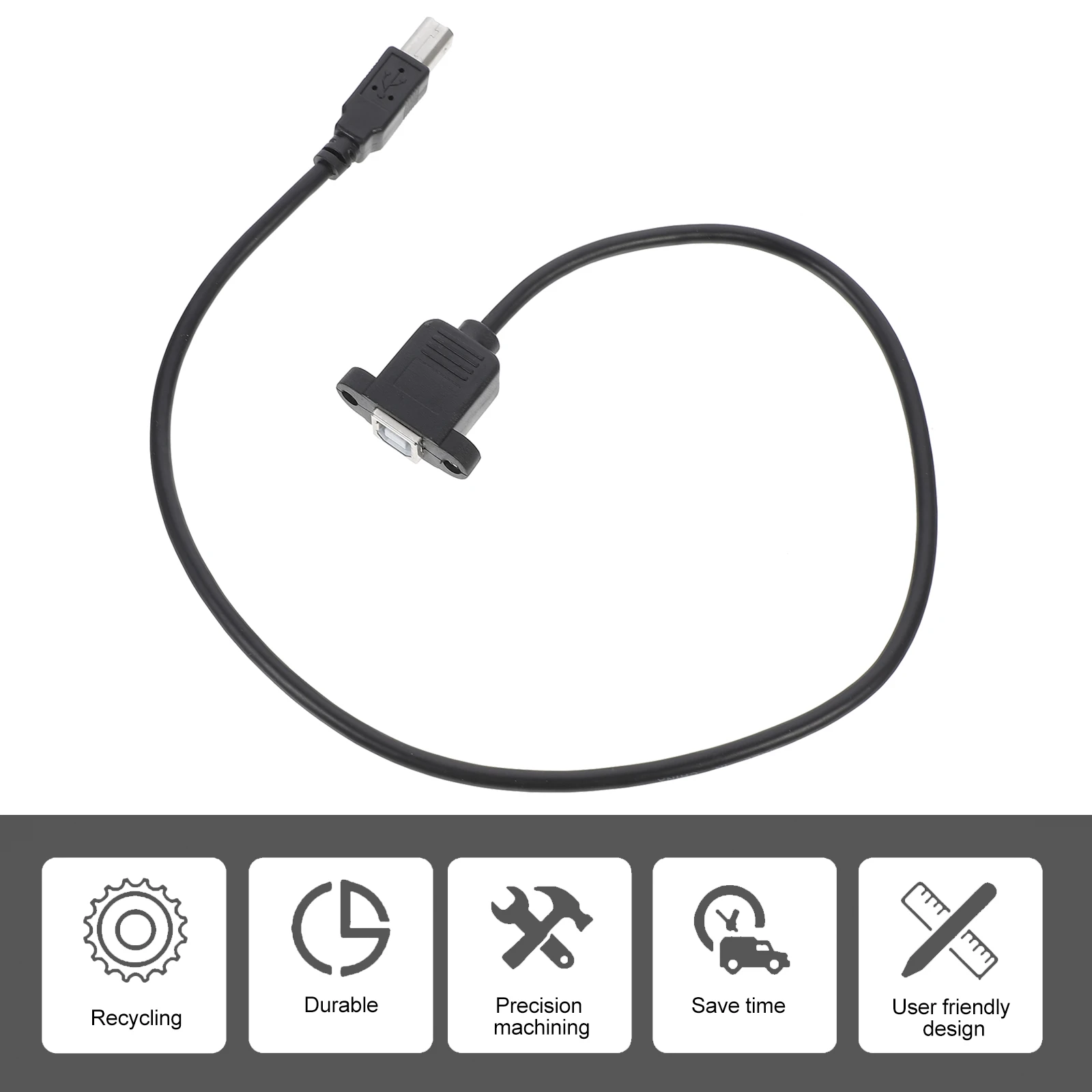 

50 Cm USB2.0 Data Cable Extension for Scanner Printer Accessory Right Angled Cord Karting