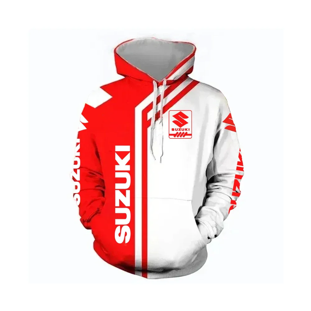 

New Suzuki R logo 3D print hoodie outdoor motorcycle enthusiasts riding clothes autumn and winter men's sweatshirt casual warm t