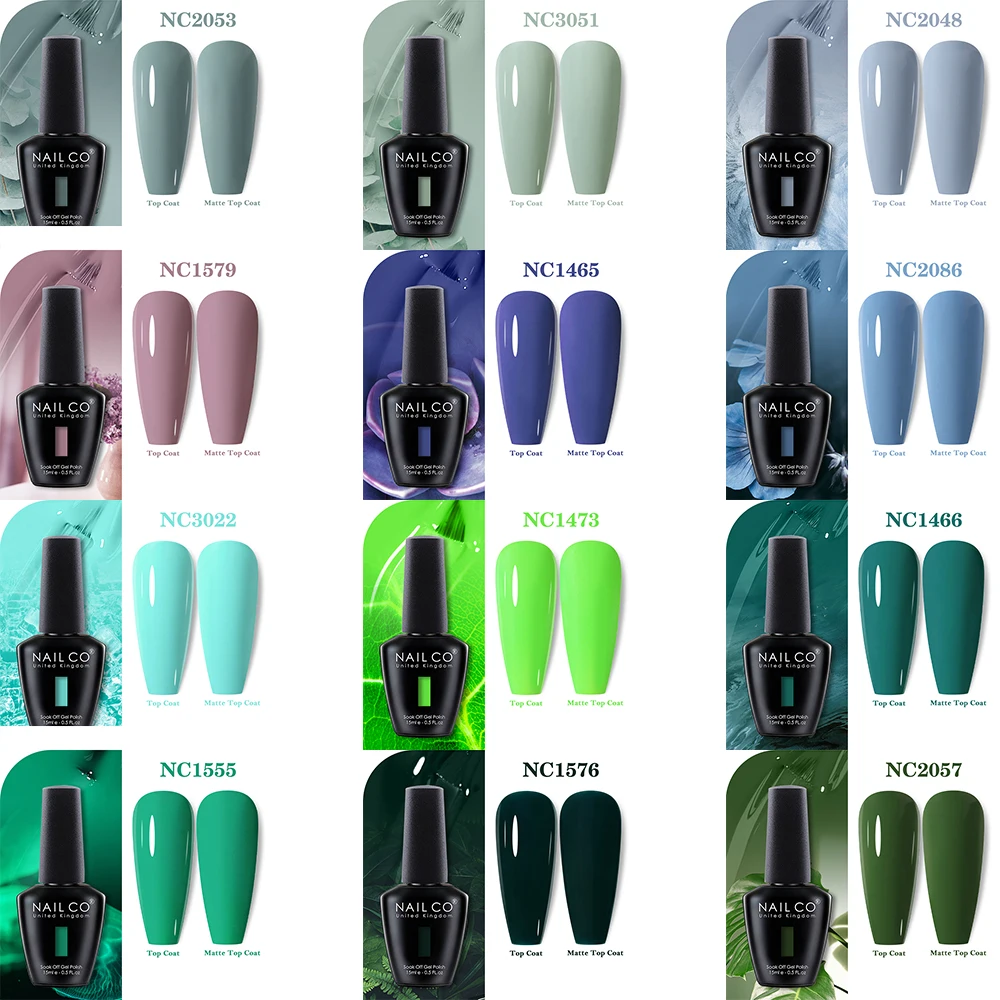 NAILCO 15ml Green Series Dark Color Gel Nail Polish Lasting Hybrid For Base Matte Top Coat Manicure Soak Off UV LED Nail Art Gel