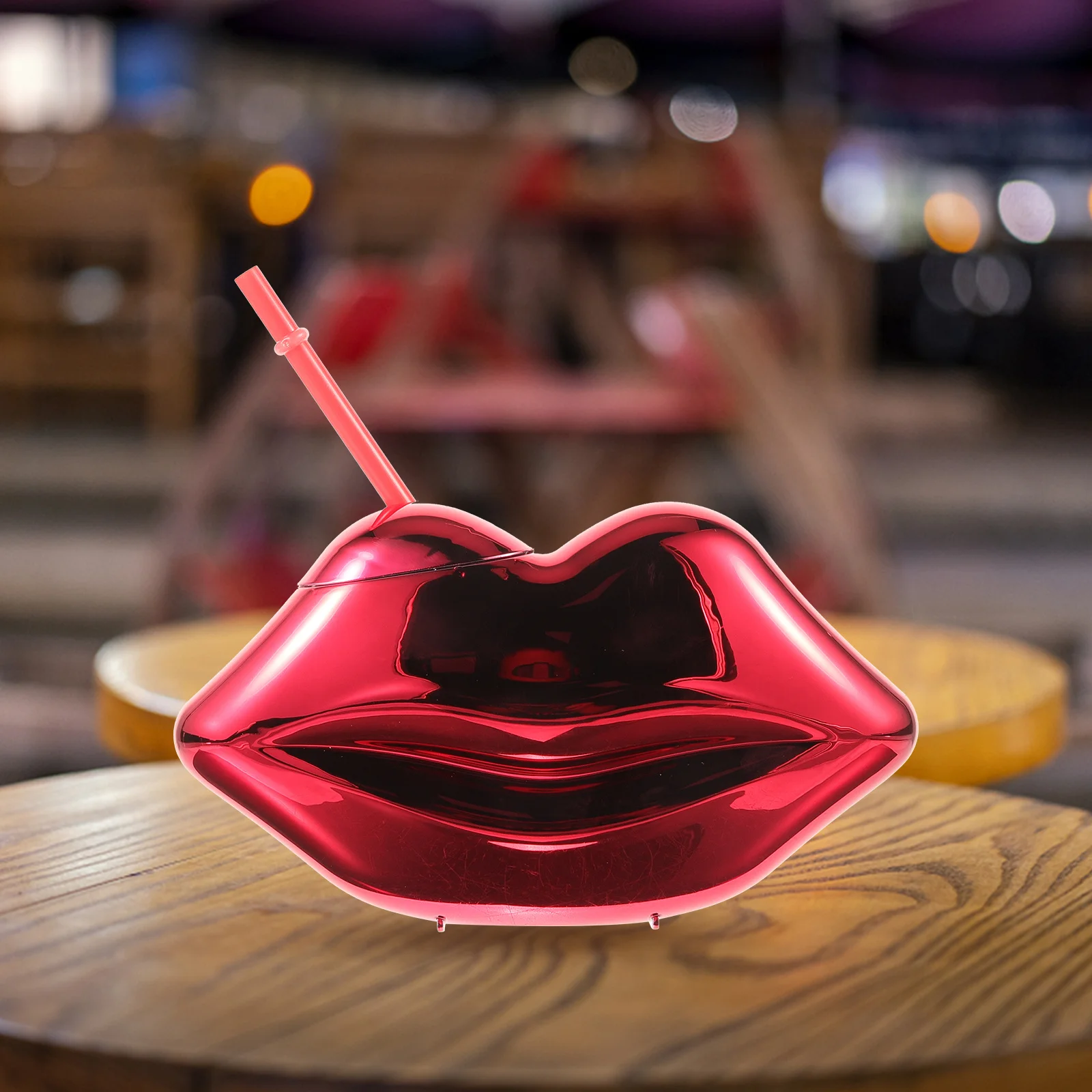 

1 set 1 Set Pool Party Favors Straw Tumbler Lip Shape Plastic Drinking Cup For Party Beach Hawaiian Decor Valentine Gift