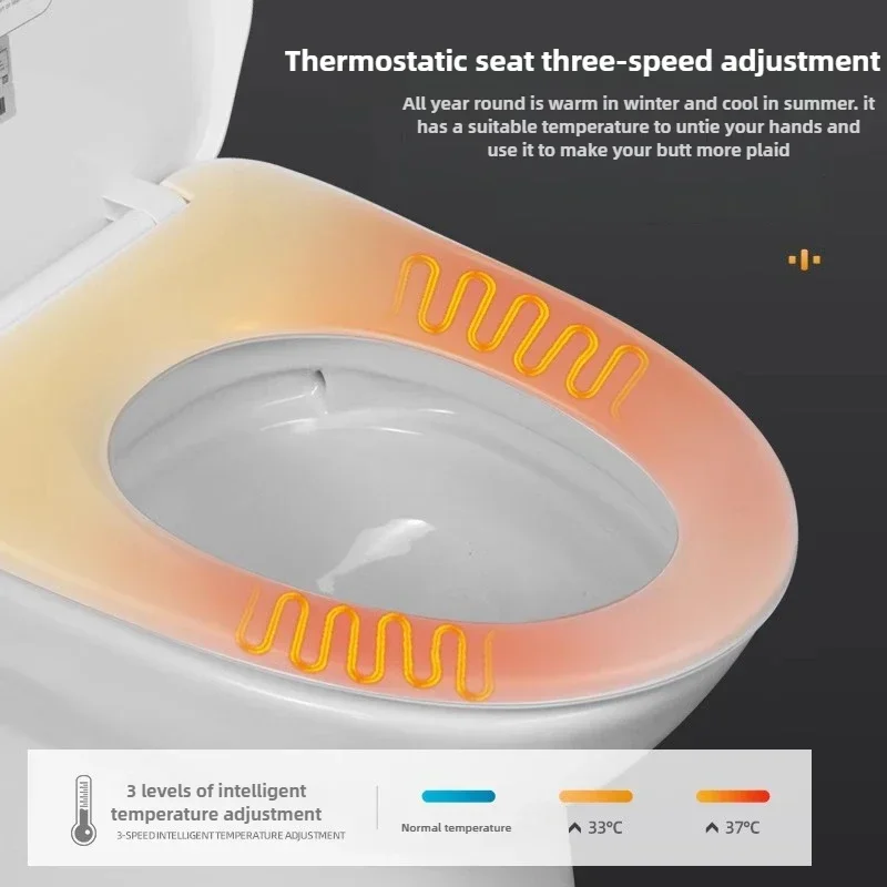 PP Heated Toilet Lid with Night Light, Smart Temperature Control, Pressure-Resistant Instant Heat Seat, 3-Stage Adjustable Cover