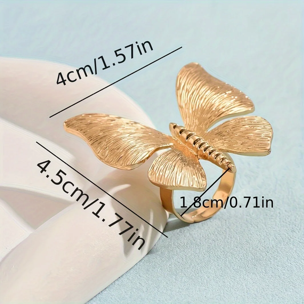 Vintage Ring Golden Butterfly Design Match Daily Outfits Party Accessory Perfect Gift For Female Symbol Of Beauty And Freedom