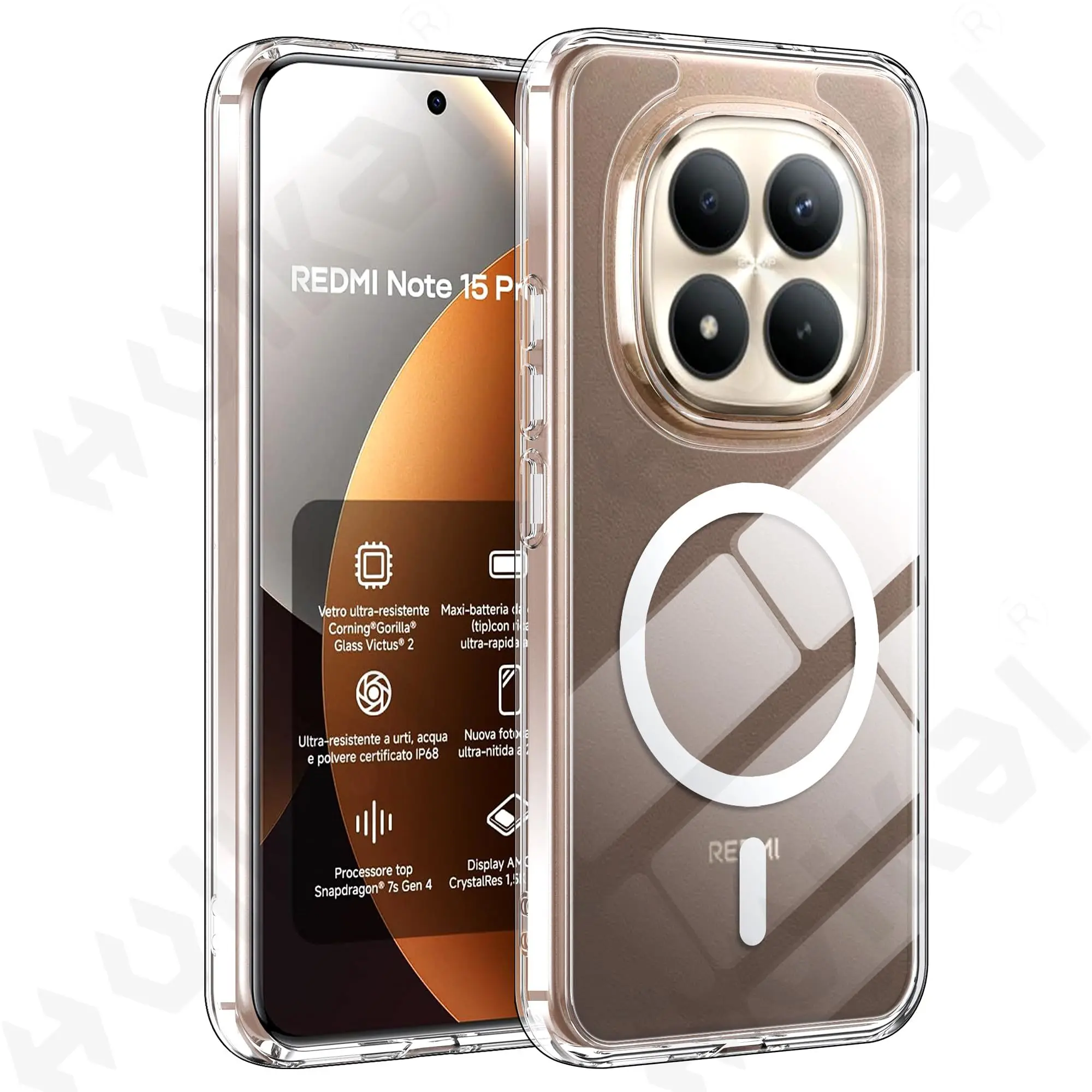 

Case for Redmi Note 15 Pro Plus Crystal Clear Magnetic Case Soft Shockproof TPU Bumper Protective Phone Case Shell Funda Back