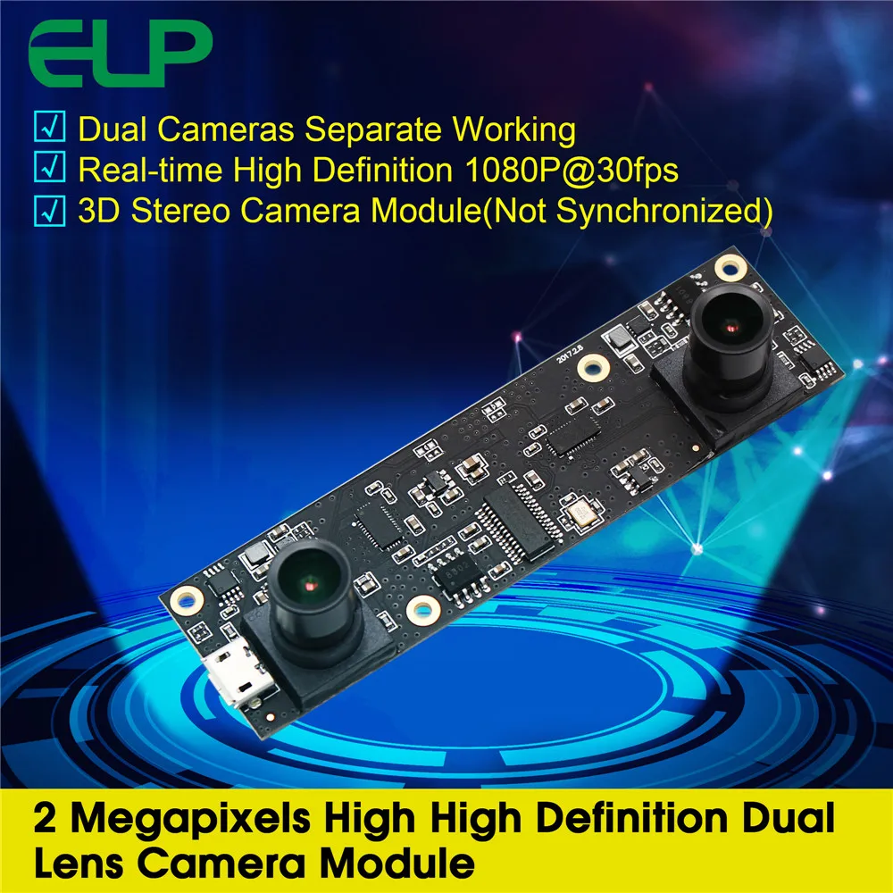 2MP 1080P Full HD Stereo Camera Free Driver Dual Lens Usb Camera with No Distortion Lens Aptina AR0330 Sensor