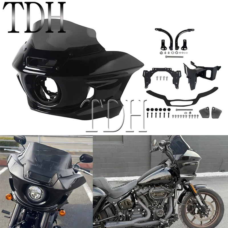 

Motorcycle Fairing Wind Deflector 11" Windshield Mounting Bracket Head Lamp Cowl For Harley Softail Low Rider S FXLRS 2022-2025