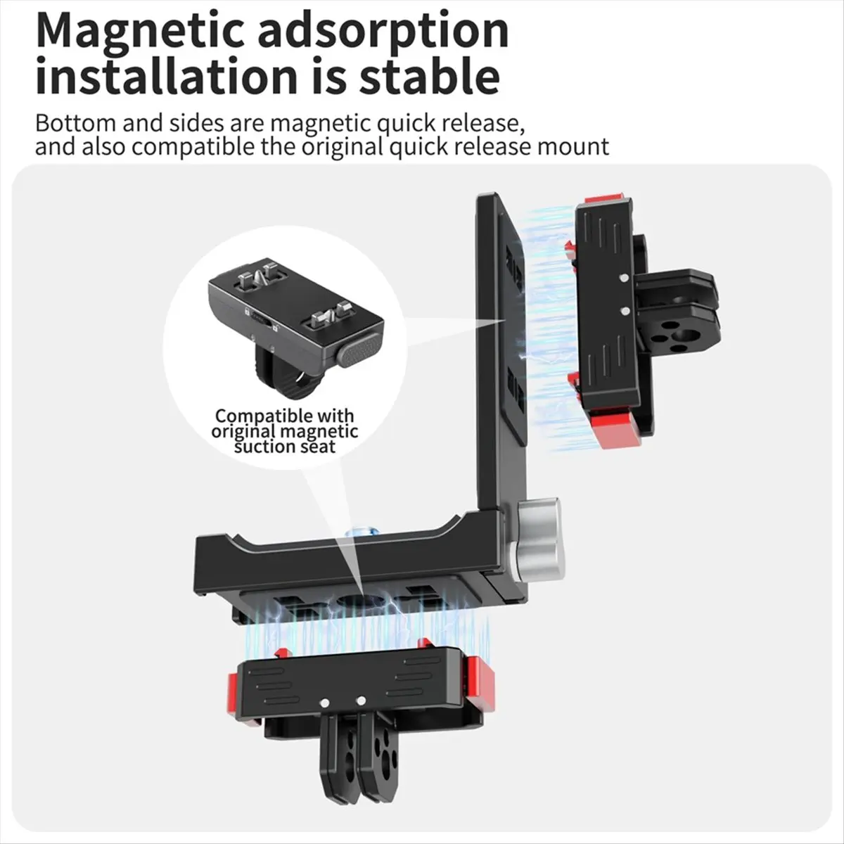

Magnetic Extension Mount Bracket Magnet Holder Base Stand for X2/3/4/5 Action Cam Quick Release Tripod Adapter