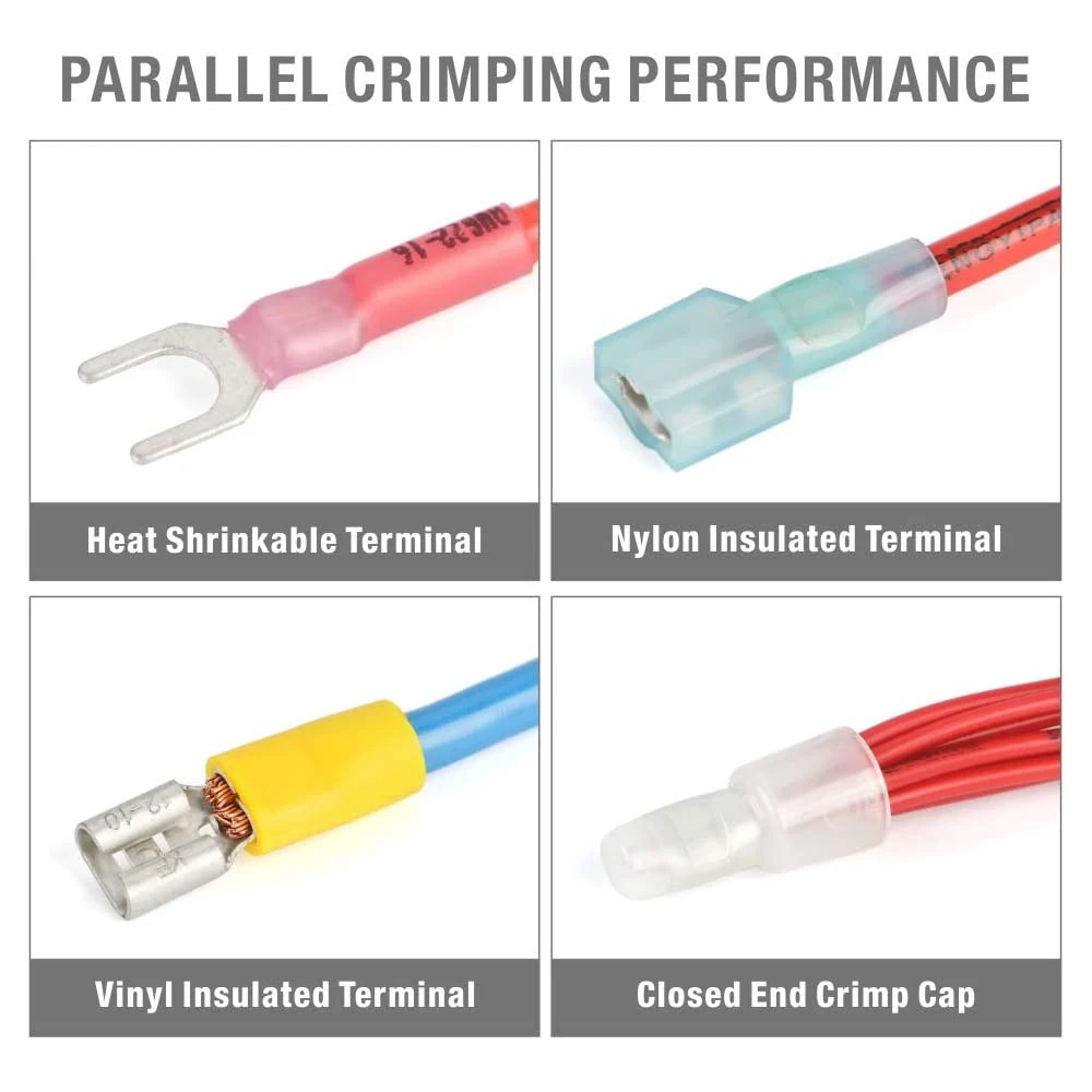 IWS-2210H Strumento di crimpatura per connettori termorestringenti con 120 connettori termorestringenti da AWG22-10