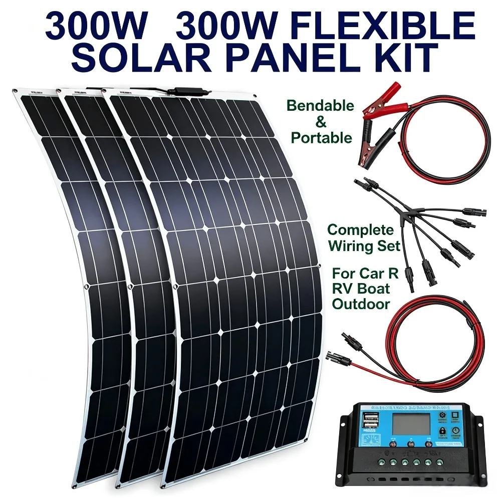 Hot Sale Solar Panel Kit And 300W 200W 100W Fexible Solar Panels 12V 24V High Efficiency Battery Charger Module