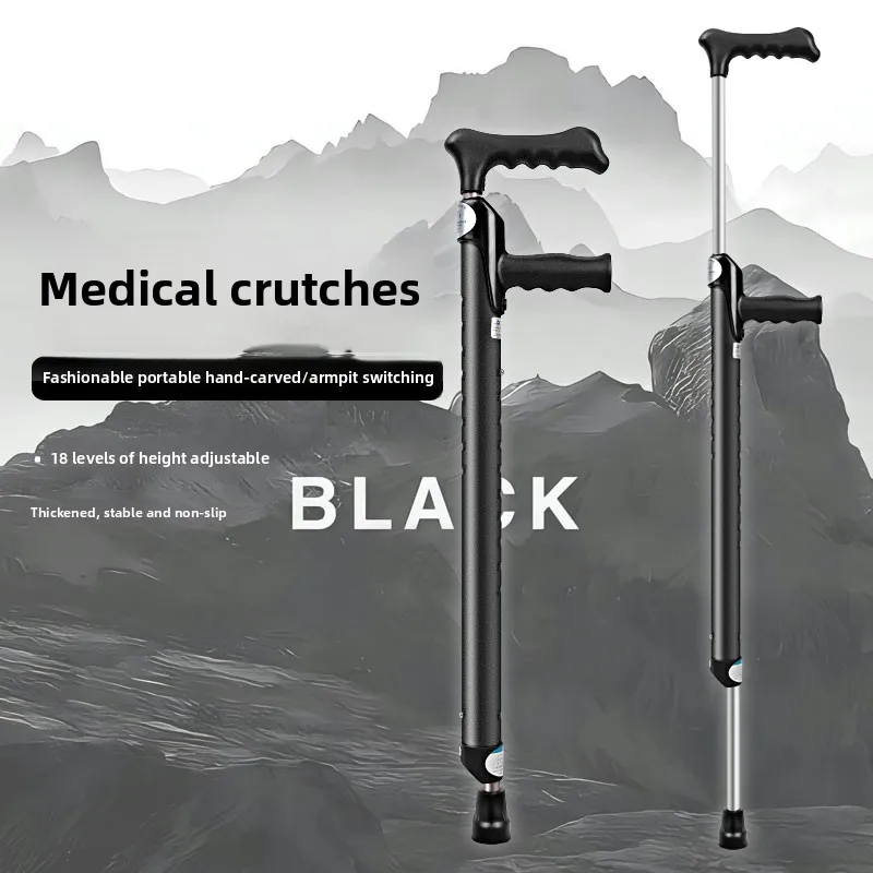 Adjustable Forearm Crutches for Adults - Ergonomic Non-Slip Handles with Elbow Support Lightweight Telescopic Medical Crutches