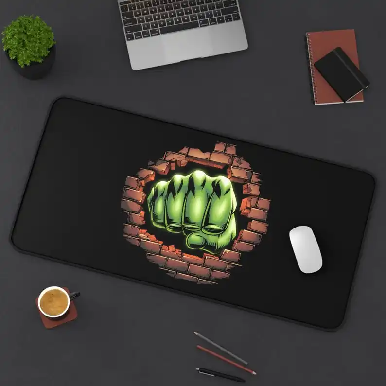 

Green Fist Smashing Wall Fun Design Comic Mousepad,non-slip Waterproof Game Deskmat,suitable for Giving Friends The Perfect Gift