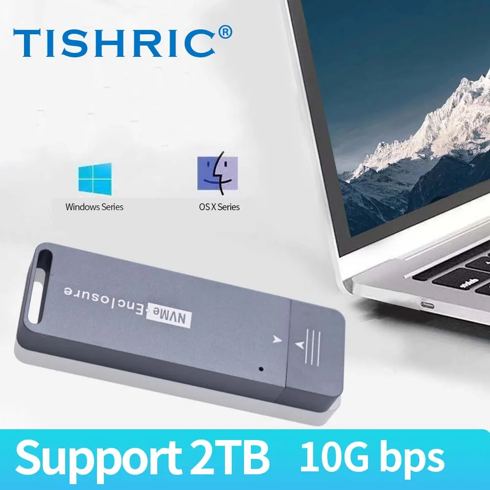 TISHRIC M.2 Hard Drive Enclosure Case SSD NVMe m.2 USB3.1 Direct-Insert Hard Disk External Box Support 2242 ssd for PC Laptop