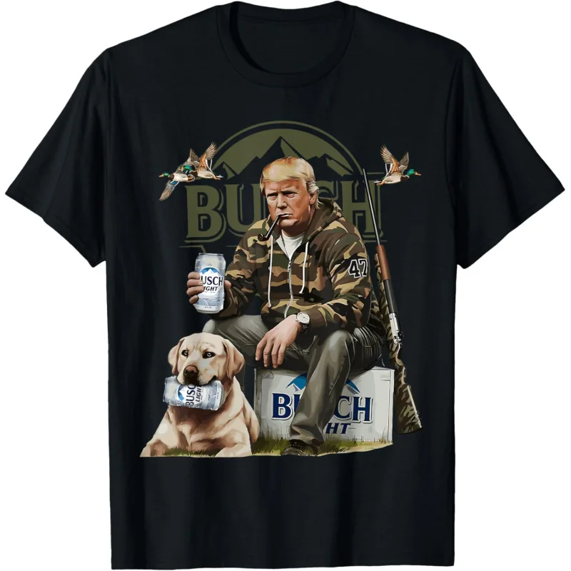 Retro Trump Hunting Deer Funny Beer Drinking Beer Hunting T-Shirt