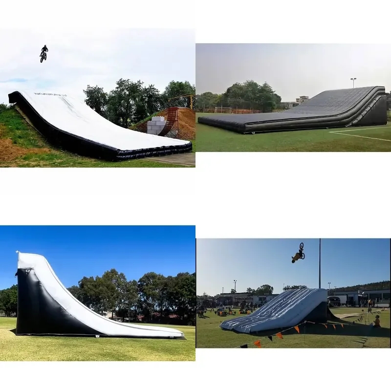 Soft Landing Fmx Bike Motorcycle Landing airbag Inflatable Freestyle Jump Stunt airbag with Ramp Inflatable Games for Events